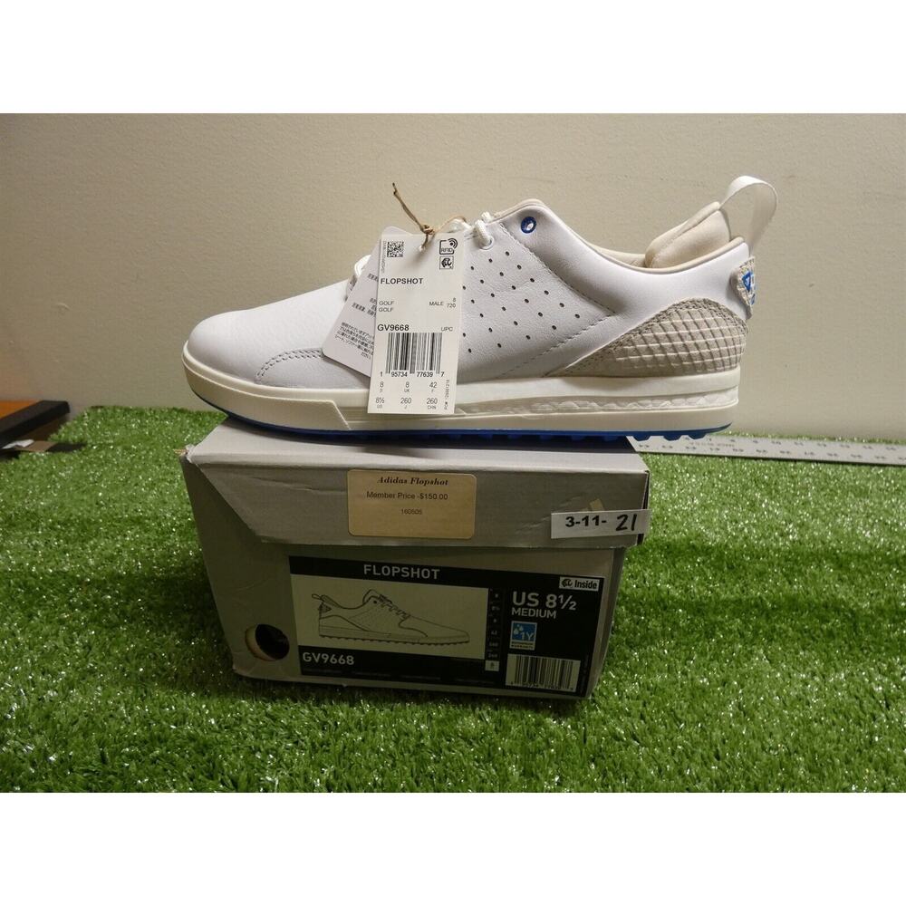 Adidas FlopShot White Spikeless Waterproof Golf Shoes Sz 8.5 GV9668 New
